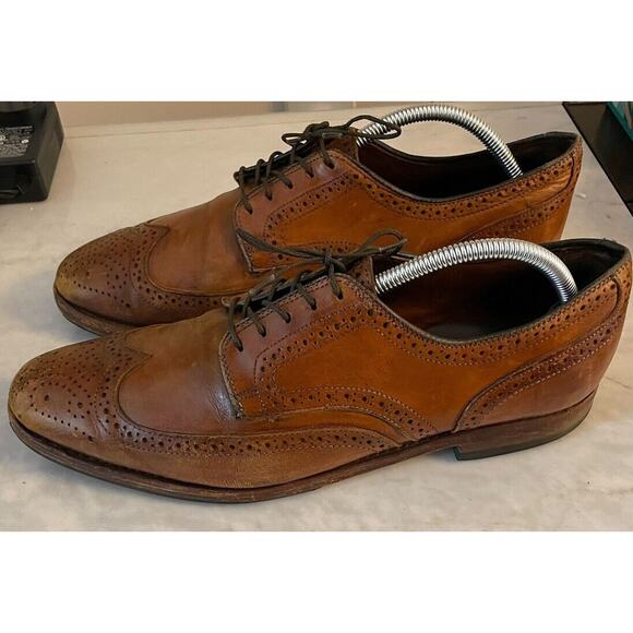 Allen‎ Edmonds Stuttgart Men Size 11 Brown Whiskey Leather Brogue Oxford READ - Picture 1 of 11